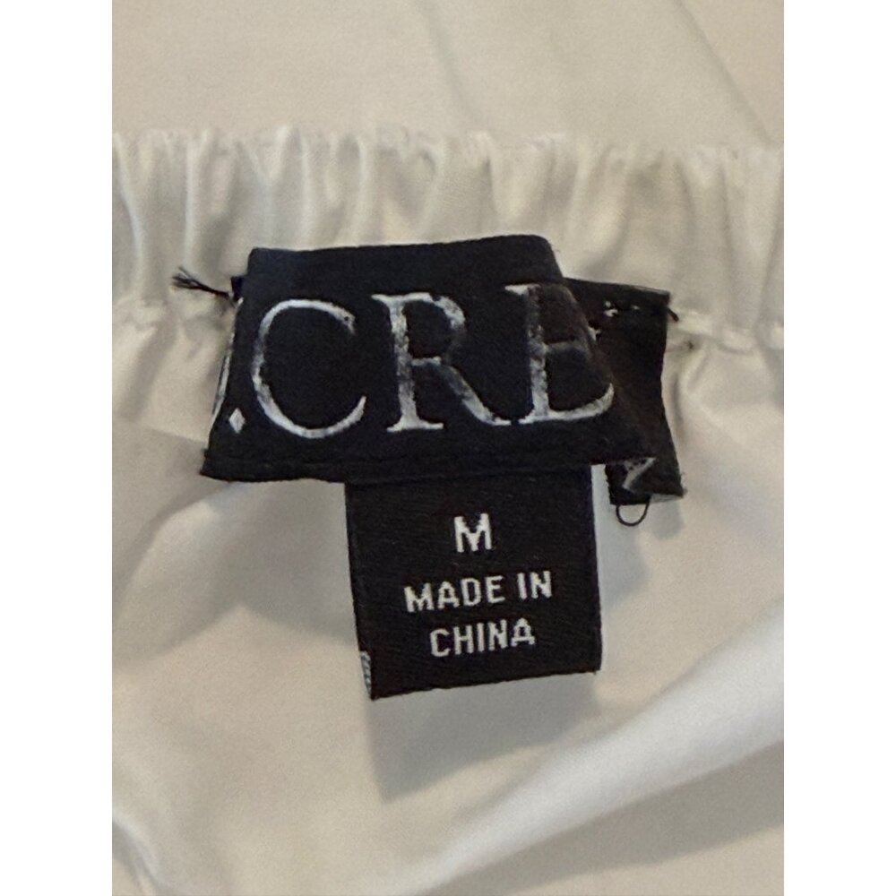 J. Crew White Cinched Waist Puffed Short Sleeve Cropped Top Size Medium - Picture 6 of 7